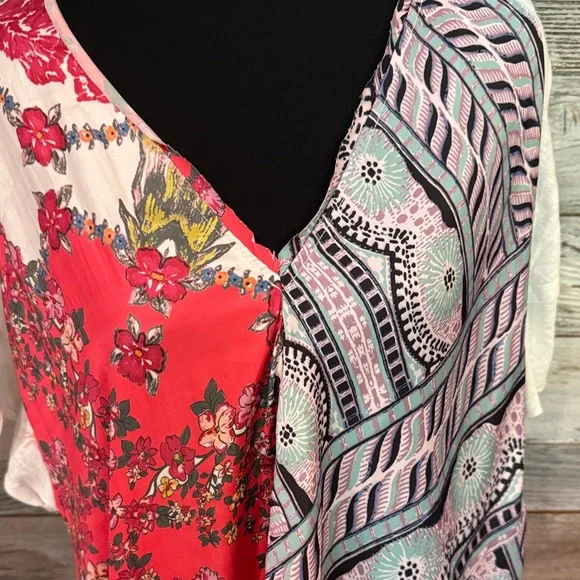 Free People Floral and Geometric Blouse - Pink and Black - Picture 2 of 4